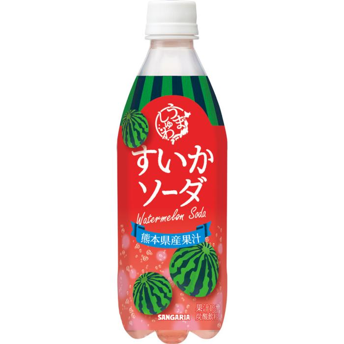 サンガリア（SANGARIA） うましゅわ すいかソーダ 500ml ペットボトル