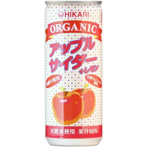 光食品 オーガニック アップルサイダー＋レモン 250ml 缶 60本 (30本入×2 まとめ買い) 炭酸飲料 有機JAS認定 果汁_1
