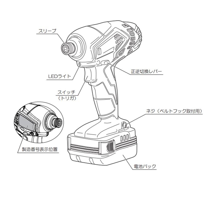 京セラ KYOCERA BID-1418  充電式インパクトドライバー 14.4V/1,500mAh 最大締付トルク140N・m 電池2個 充電器 ケース付 リョービ RYOBI (送料区分：C)｜nakagawa-pro-kogu｜15