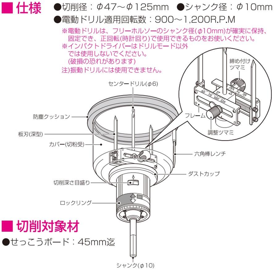 未来工業 FH-125F フリーホルソー 深型 ミライ (送料区分：C)｜nakagawa-pro-kogu｜02