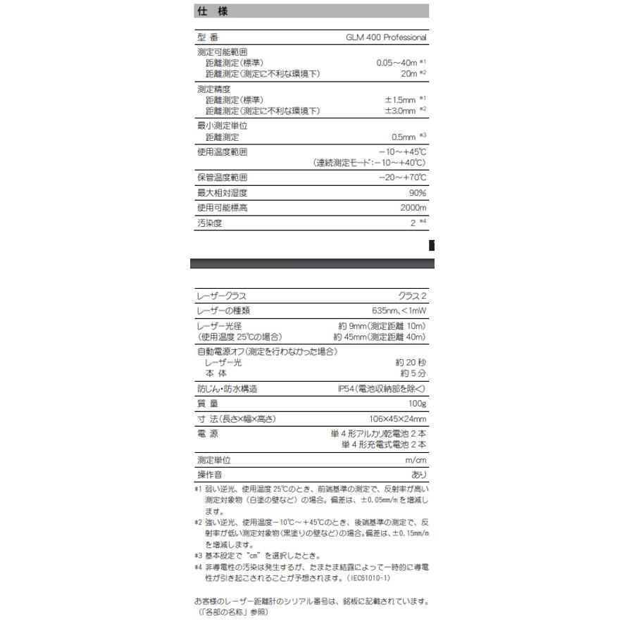 BOSCH（DIY、工具） ボッシュ レーザー距離計 GLM400 BOSCH 距離