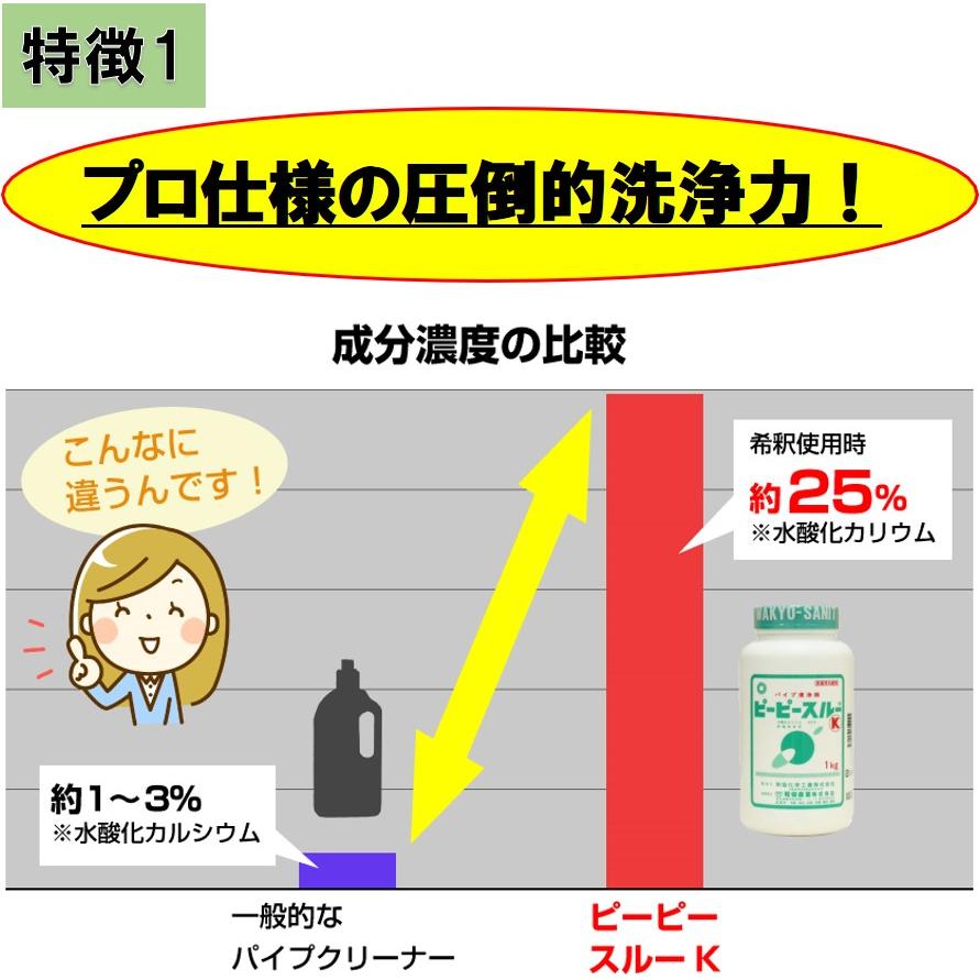 排水管のつまりに ピーピースルー 温水用 1kg 劇物 和協産業 医薬用外劇物譲受書が必要です (送料区分：「A」)｜nakagawa-pro-kogu｜10