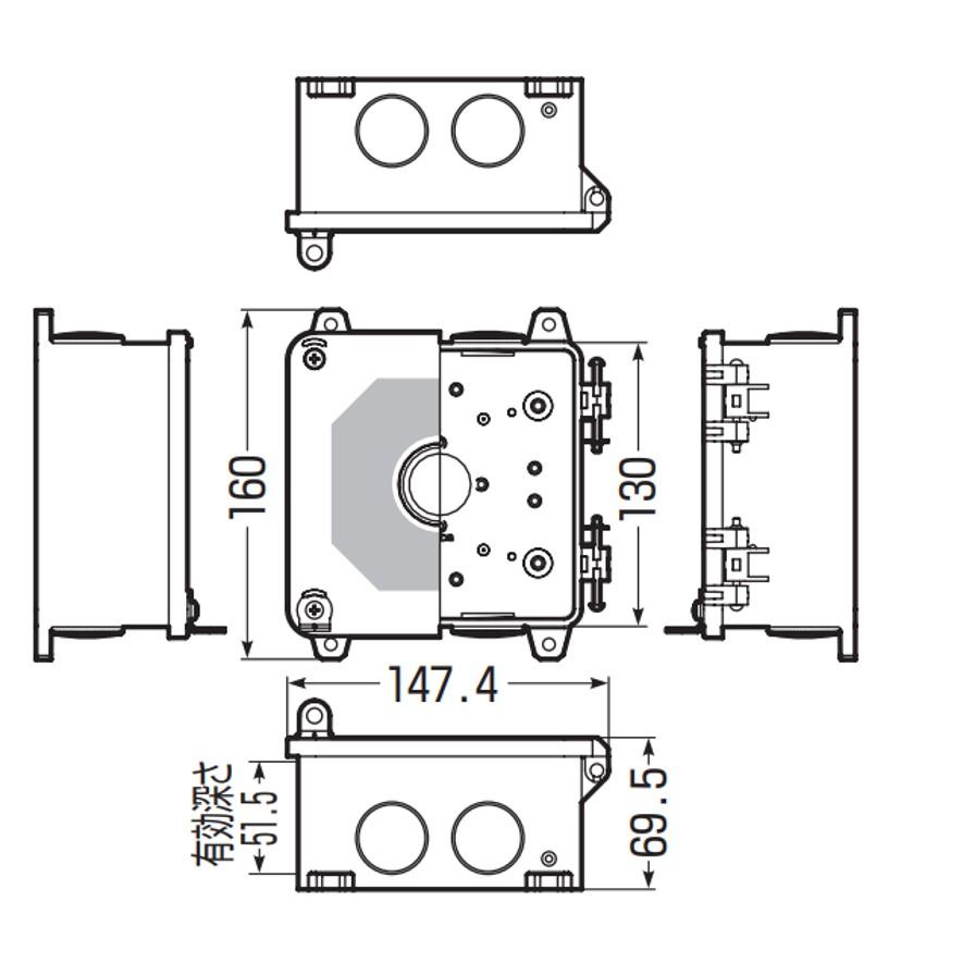 未来工業 PV4B-1306FJ 防犯カメラ取付四角ボックス ベージュ 未来工業 PV4B-1306FJ 防犯カメラ取付四角ボックス ベージュ