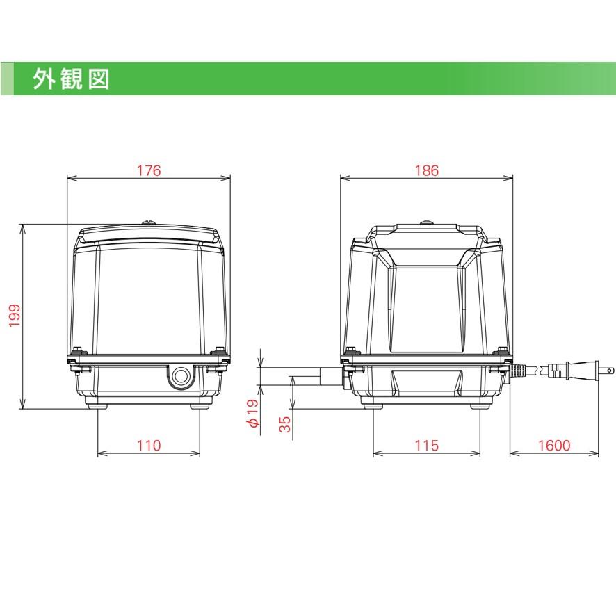 大晃 世晃 TIP-60 JDK-60の後継機種 浄化槽 エアーポンプ エアポンプ ブロワー ブロワ ブロアー 静音 省エネ (送料区分：★)｜nakagawa-pro-kogu｜02