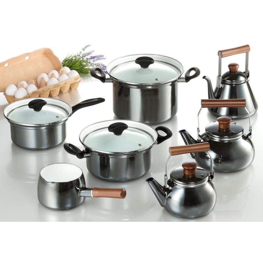 オニキスシリーズ ホーロー 深型鍋 22cm ON-22F 高木金属 IH対応