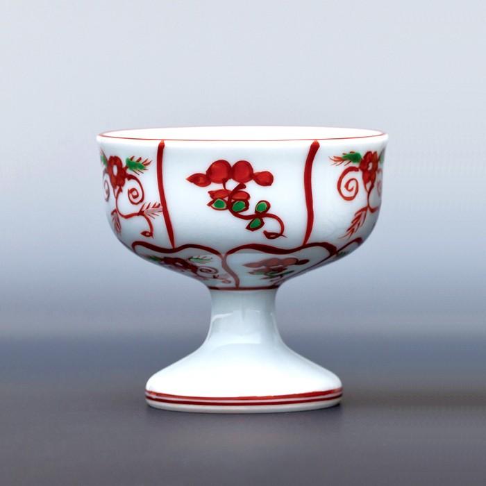 仏具 おしゃれ 御仏飯器 バラ1ヶ 赤絵なずな紋 源右衛門窯 有田焼