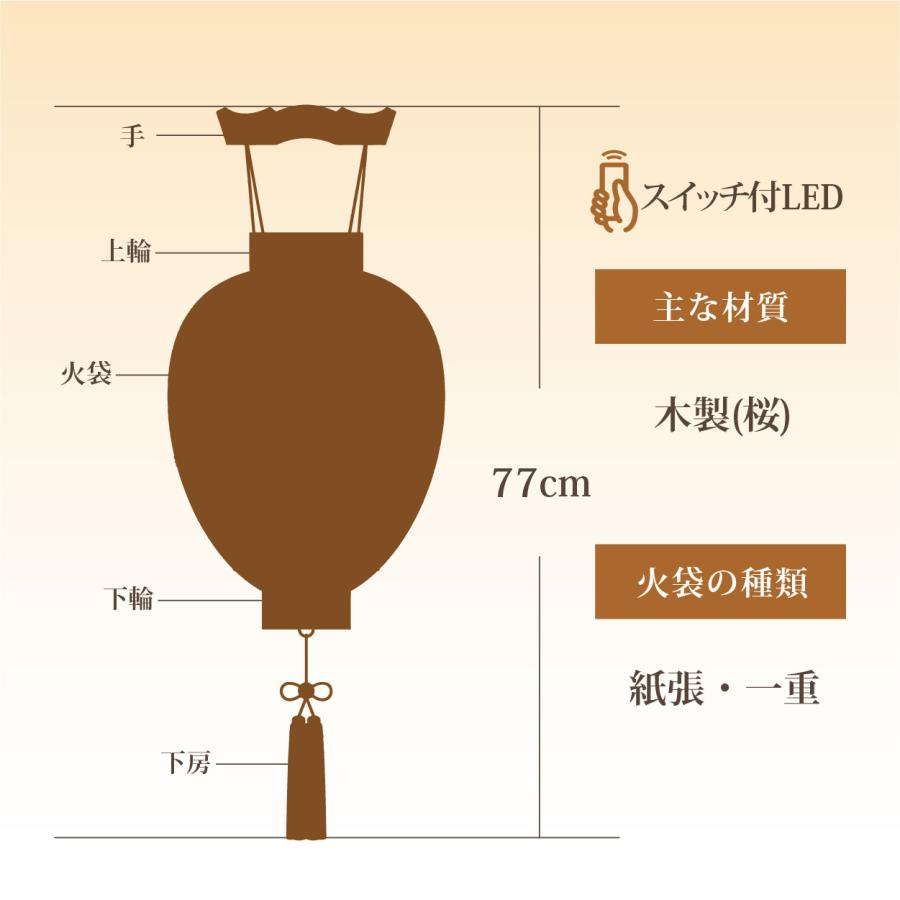 盆提灯 盆ちょうちん 初盆 吊り提灯 吊り下げ 桜製 コードレス 中原三