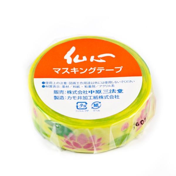 和柄 マスキングテープ カモ井加工紙 はすの花 1.5cm×10m 仏心