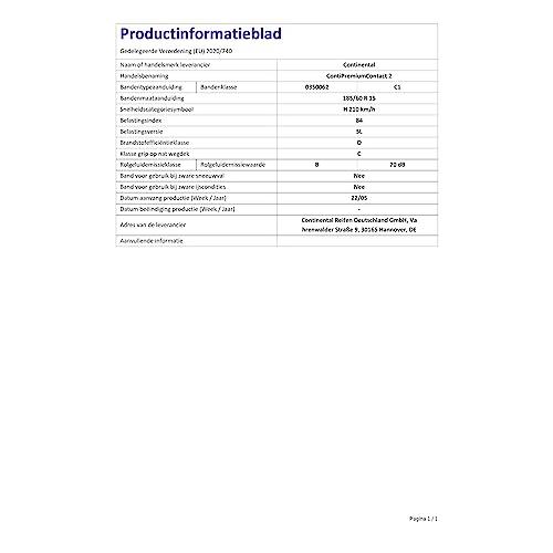 コンチネンタル(Continental)　サマータイヤ　ContiPremiumContact　185　60R15　84H