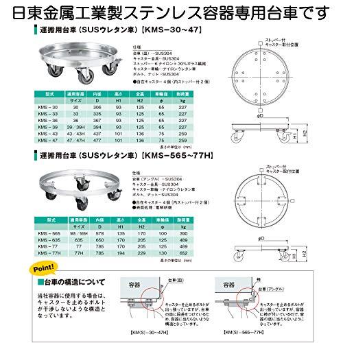 日東　タンク運搬用ステンレス台車　SUSウレタン車　適用サイズ47・47H