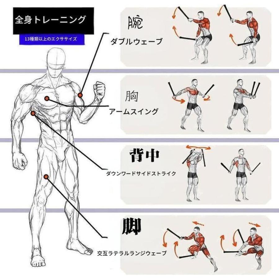 コードレス バトルロープ 2本セット フィットネスバー型 トレーニング