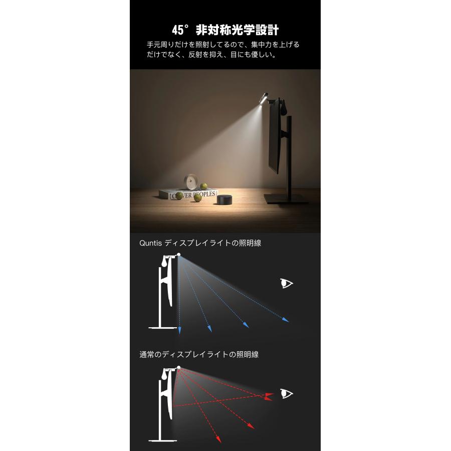 Quntis ディスプレイライト 無線リモコン 自動調光 タイマー機能 モニターライト 51cm 掛け式 クリップ スクリーンバー pcライト LED USBライト 高演色 1200Luxの画像