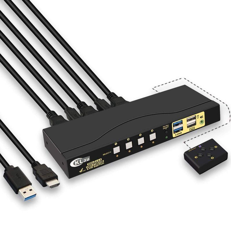 KVMスイッチ HDMI CKLau、USB3.0 HDMI KVM切替器、4ポート4K@60Hz HDMI2.0 HDCP2.2 3D/H