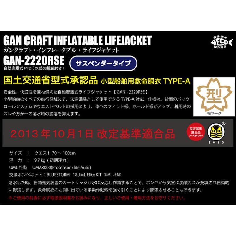 商品販売 ガンクラフト(Gan Craft) ガンクラフトインフレータブル ライフジャケット GAN-2220RSE 自動膨張 桜マーク付 タイプA