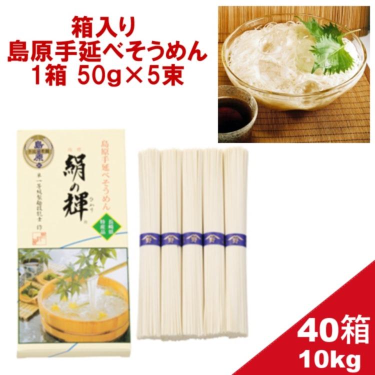 プチギフト 箱入り島原手延べそうめん 絹の輝 40箱セット 10kg （1箱