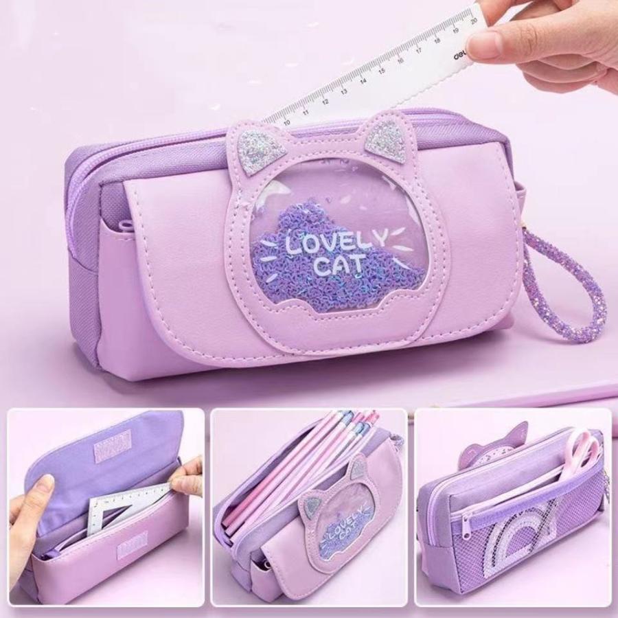 ペンケース 女の子 子供 小学生 高校生 小物入れ筆箱 中学生 猫 女子 ポーチ 可愛い おしゃれ 大容量