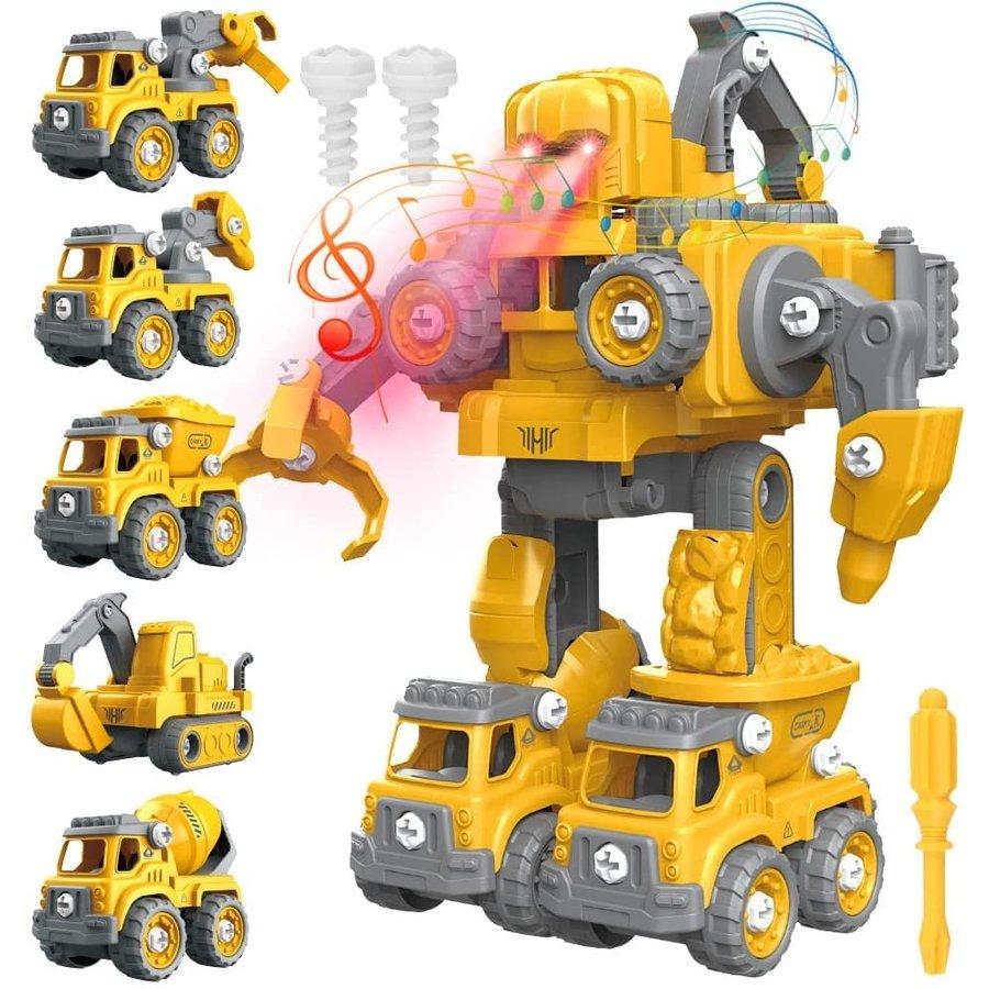 変形ロボット玩具 変形ロボット 建設車両 5in1ロボッ車セット 組み立て おもちゃ 知育