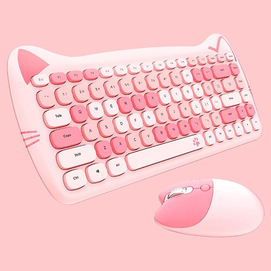 可愛い猫 2.4G USBワイヤレスキーボードとマウスセット 女性 子供