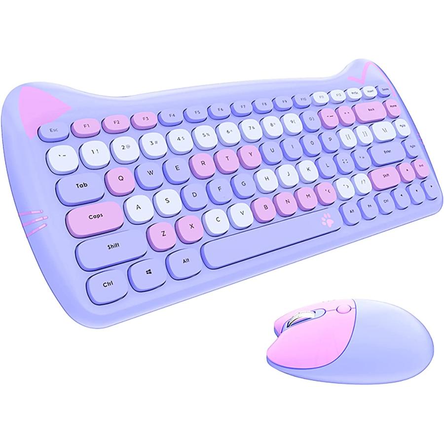 可愛い猫 2.4G USBワイヤレスキーボードとマウスセット 女性