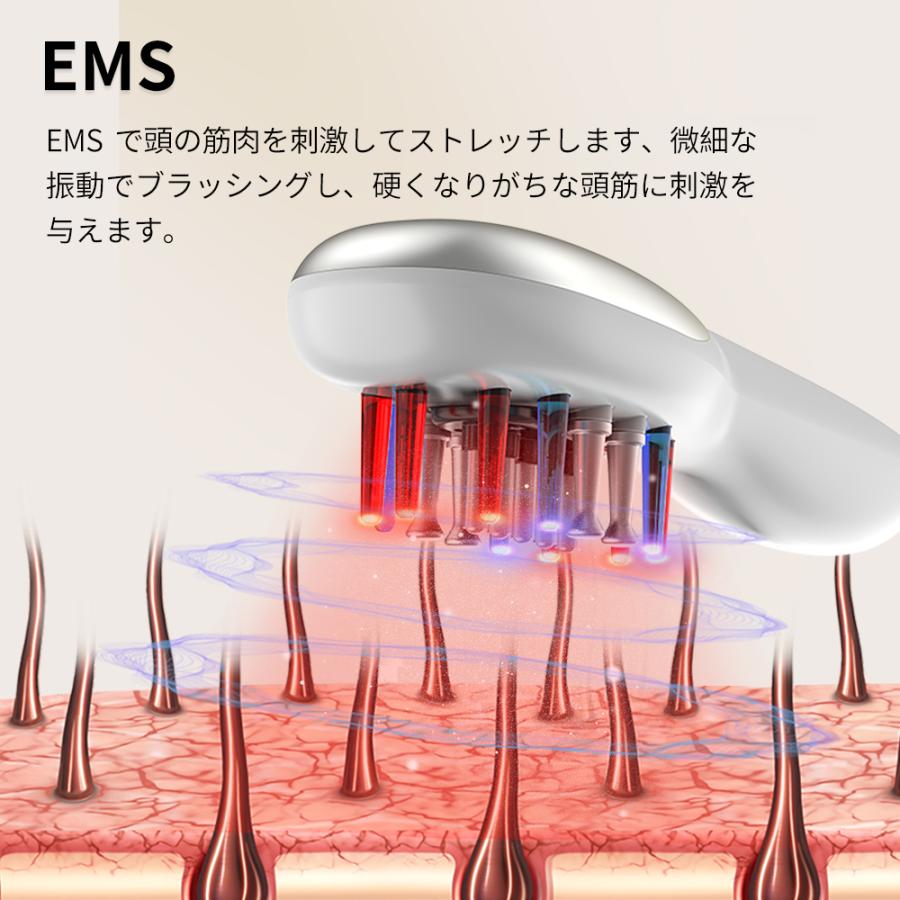 電気ブラシ EMS ブラシ 美顔器 電動頭皮ブラシ LED光エステ 頭皮3D振動