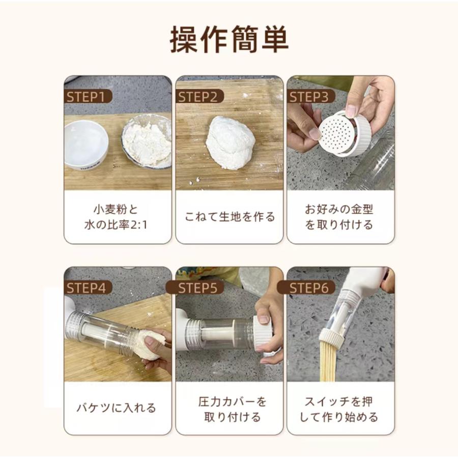 ホワイト 口金4種付き 絞り器 自家製麺 BUSYPIGGY手持ち製麺機 Amazon 手動パスタマシン 手動しぼり器 手動絞り機 手動製麺機 | キッチン家電