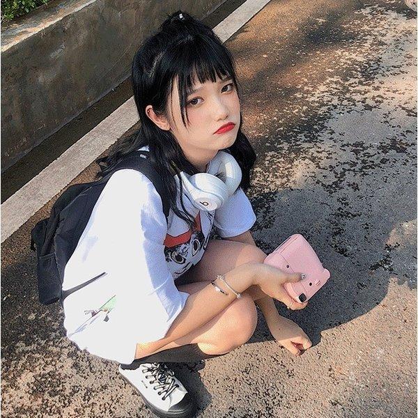 Tシャツ レディース 女性 半袖 カットソー ラウンドネック 長め丈 チュニック イラスト入り 猫 絵本風 かわいい おしゃれ カジュアル 白 Nak0525d ナカマ 通販 Yahoo ショッピング