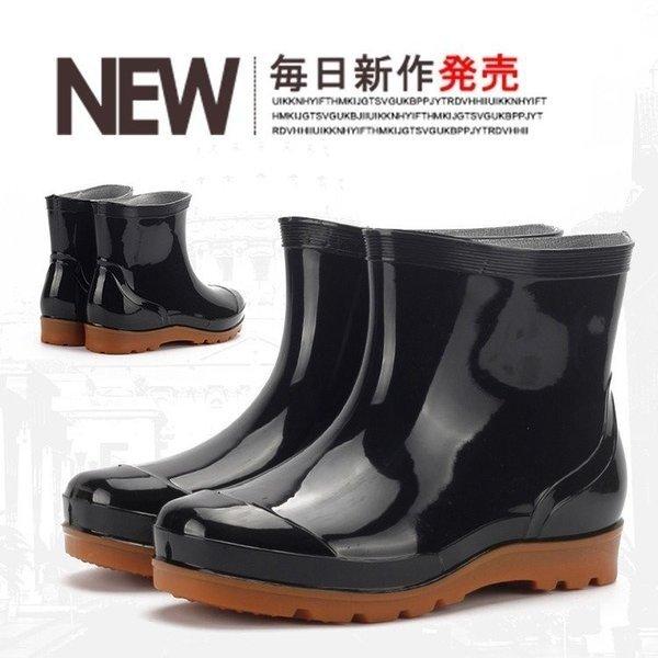 ショートブーツメンズレインブーツショート梅雨レインシューズ靴防水雨靴シューズラバーシューズラバー