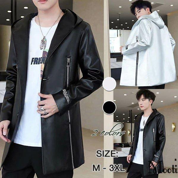 レザーコート ファッション メンズ トレンチコート Pu 皮革 アウター 紳士 ロング丈 バイク 長袖 ストリート カジュアル エレガント 上品 バレンタイン 父の日 Century21sgr Com