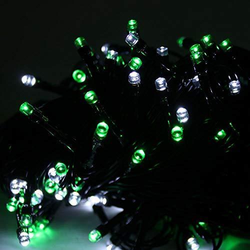 【保証書付】 / LED 400球 ライト ストレート イルミネーション クリスマス 40m セット (A) 点灯8種類コントローラー ホワイト/グリーン クリスマスライト