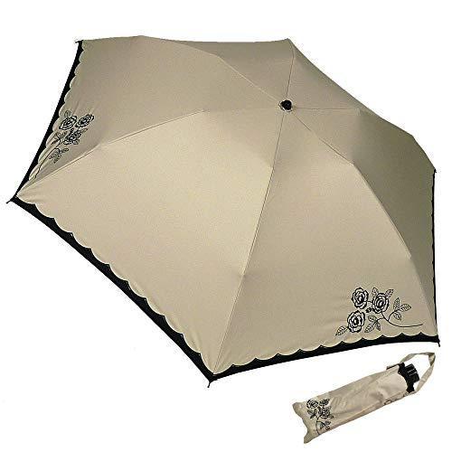 半額sale マサキ 晴雨兼用傘 折りたたみ傘 ミニ傘 遮光 ローズ花柄刺繍 切継ぎ 軽量 ベージュ 雨傘 Www Collectiviteslocales Fr