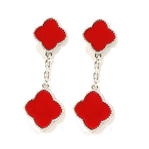 人気定番 2連 Ackanon ピアス 4 8 シルバー モチーフ クローバー フラワー 2花15mm18mm両面 赤 ミル黄金花 ブレスレット Lifeinlacruz Com