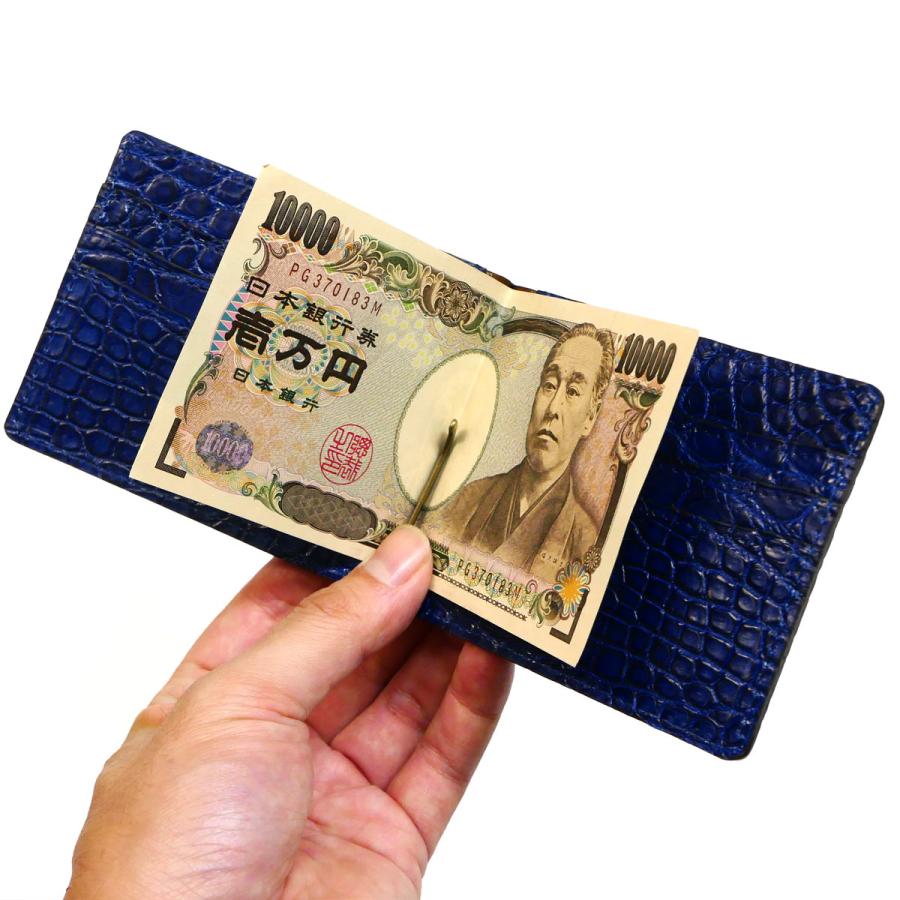 日本正規代理店品 札ばさみ マネークリップ 薄型 本革 無双仕様 クロコダイル革 ワニ革 藍染 ２ Dprd Jatimprov Go Id