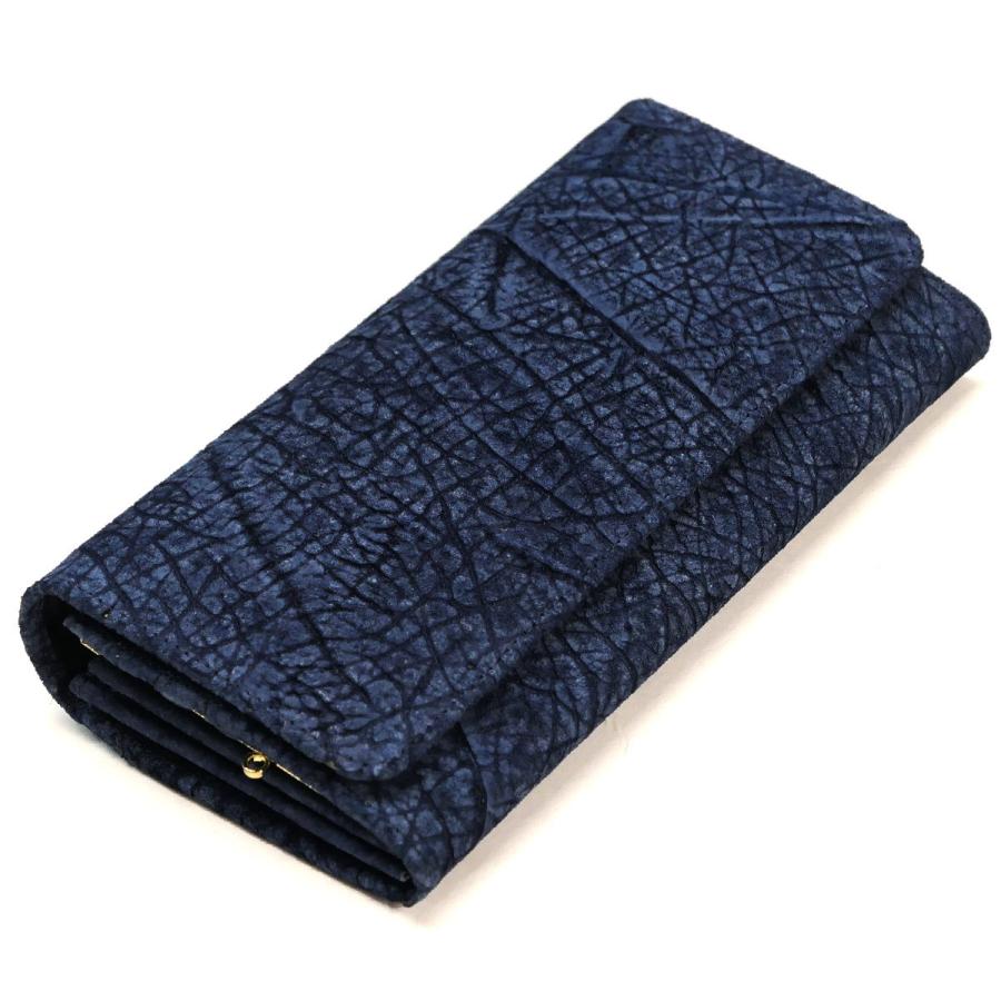 がま口長財布 ガマ口財布 かぶせ 本革 かば革 カバ革 ヒポポタマスレザー 無双仕様 藍染(48400円)