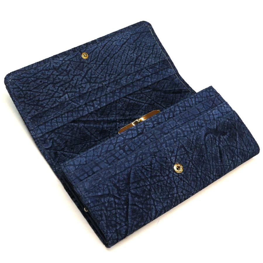 【タイムセール】 がま口長財布 ガマ口財布 かぶせ 本革 かば革 カバ革 ヒポポタマスレザー 無双仕様 藍染 【1350826728】(48400円)