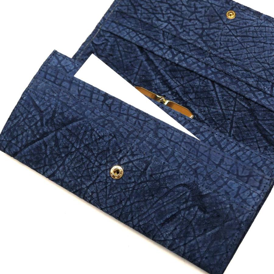【タイムセール】 がま口長財布 ガマ口財布 かぶせ 本革 かば革 カバ革 ヒポポタマスレザー 無双仕様 藍染 【1350826728】(48400円)