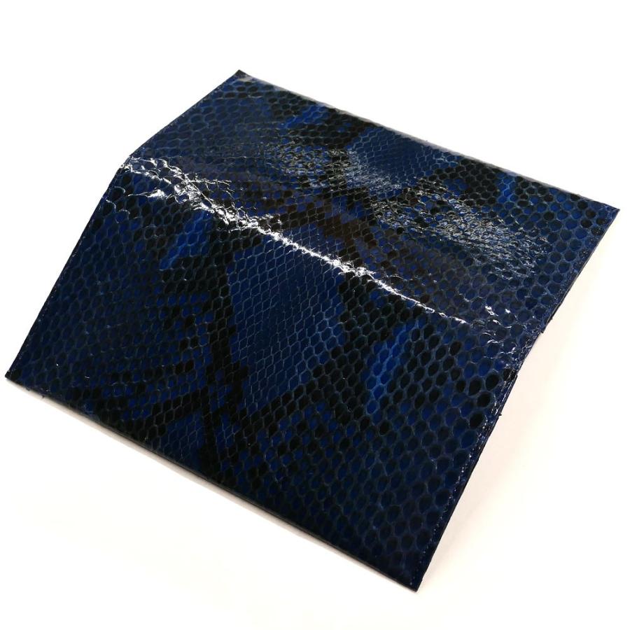 長財布 メンズ レディース ダイヤモンド パイソン 蛇 ヘビ マチ無し 小銭入れ無し グレージング 藍染の画像