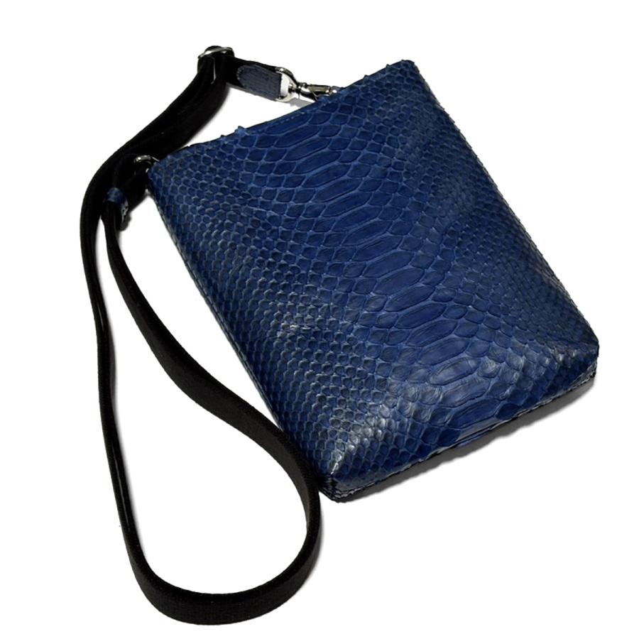 パイソン革 藍染め ショルダーバッグ 本革 蛇革 斜め掛け 着脱式 日本