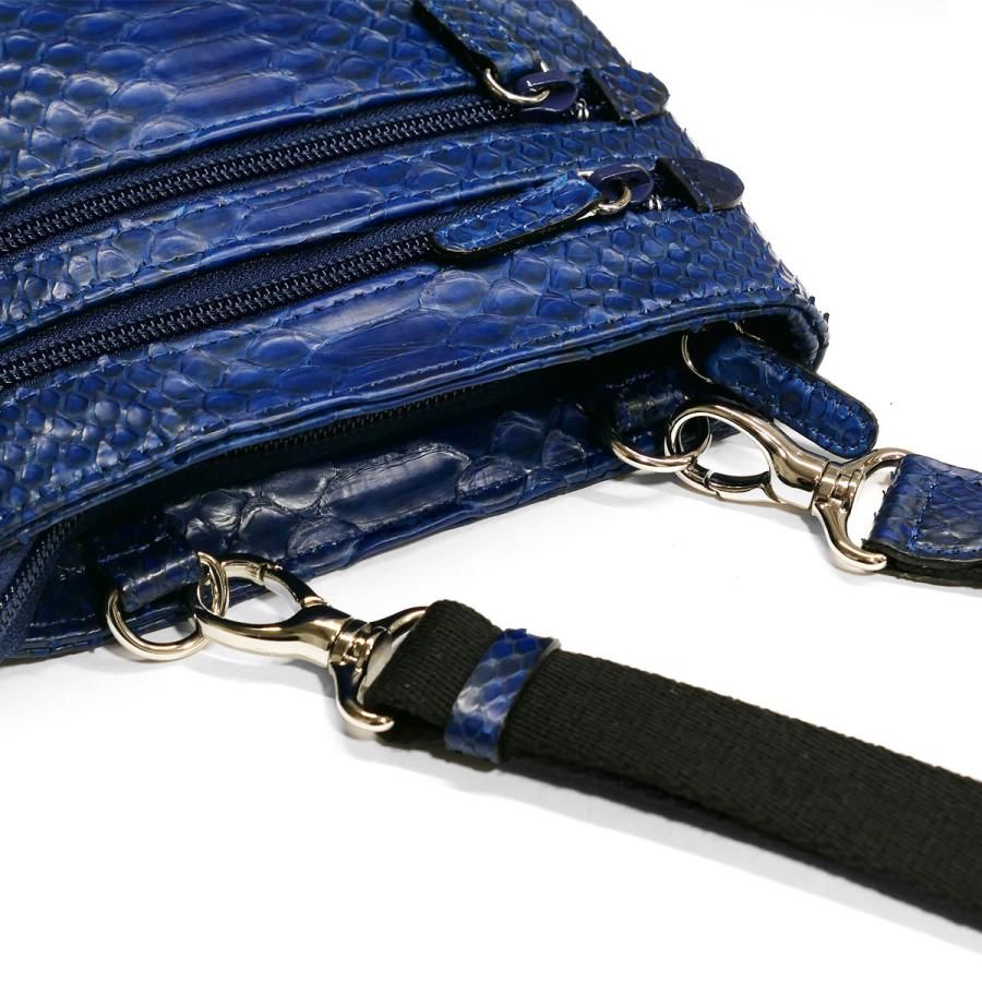 パイソン革 藍染め ショルダーバッグ 本革 蛇革 斜め掛け 着脱式 日本