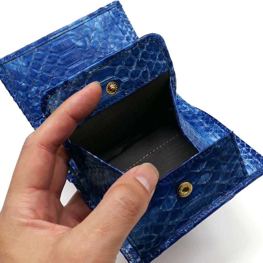 二つ折り財布 ボックス型 小銭入れ付 レディース メンズ 革 パイソン  ヘビ 蛇 へび 群雲染めの画像