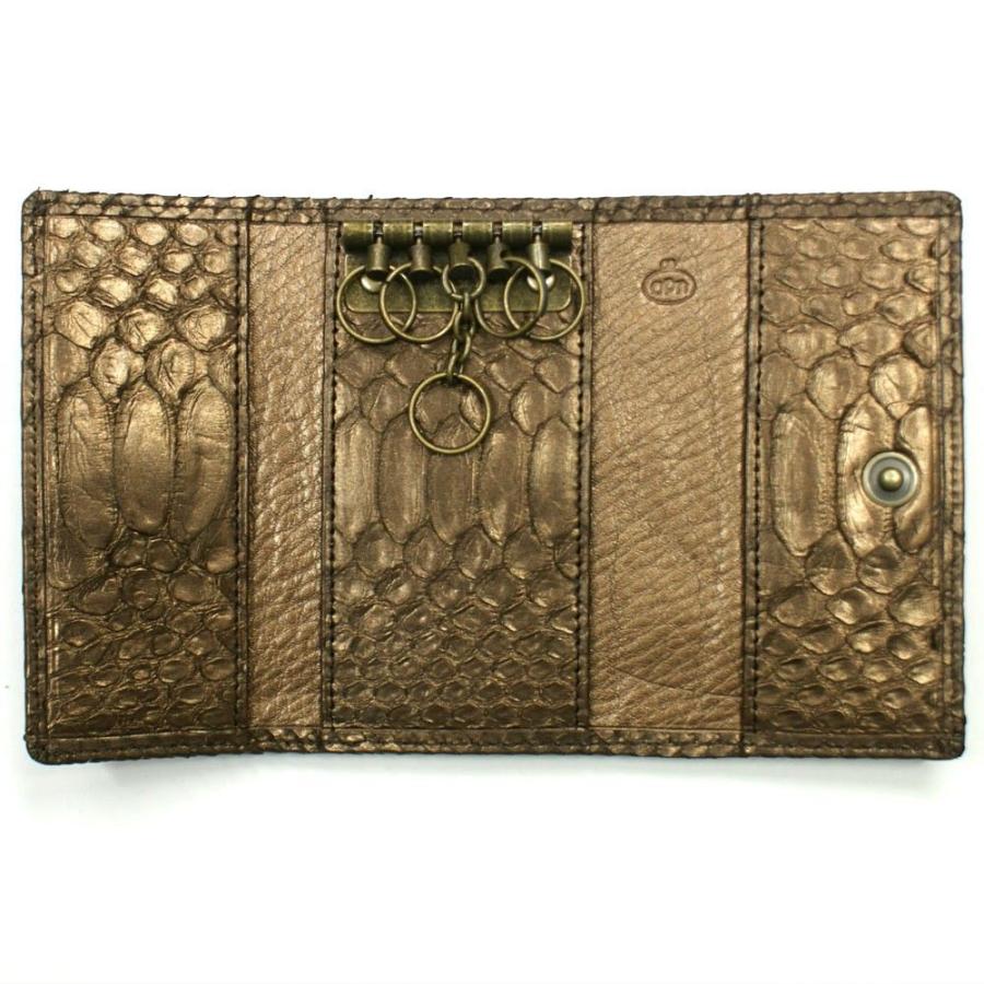 キーケース 本革 キーホルダー パイソン革 蛇革 へび革 レザー 5連金具