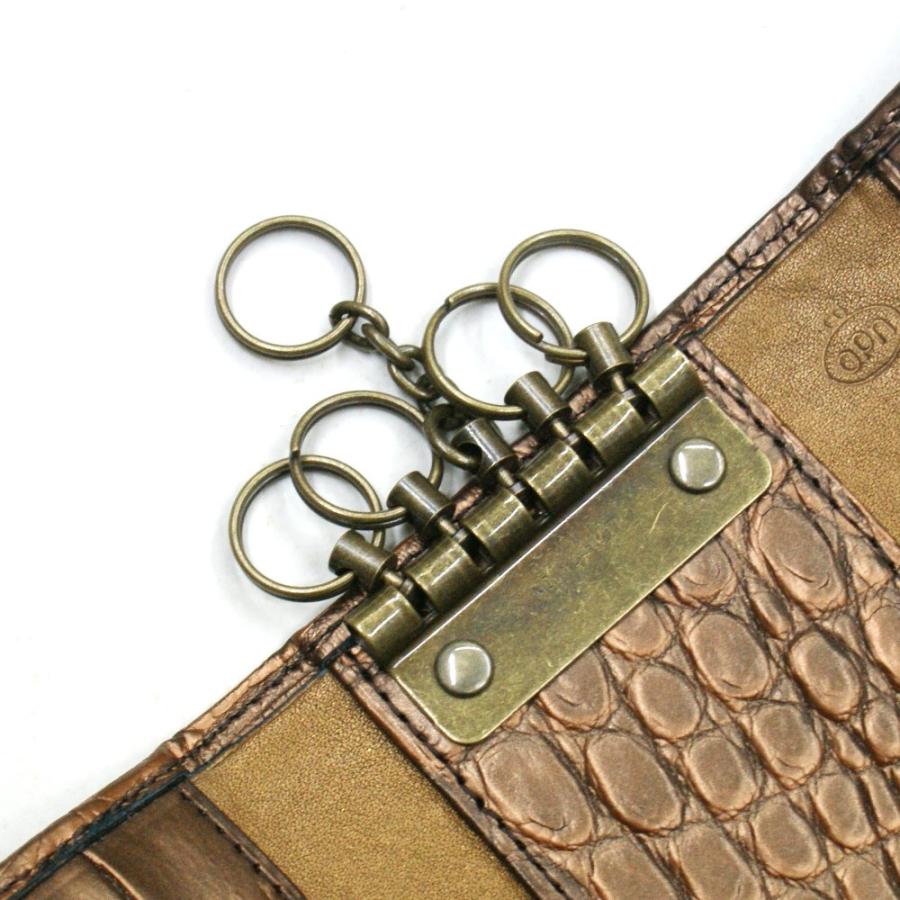 キーケース 本革 キーホルダー クロコダイル革 ワニ革 レザー 5連金具