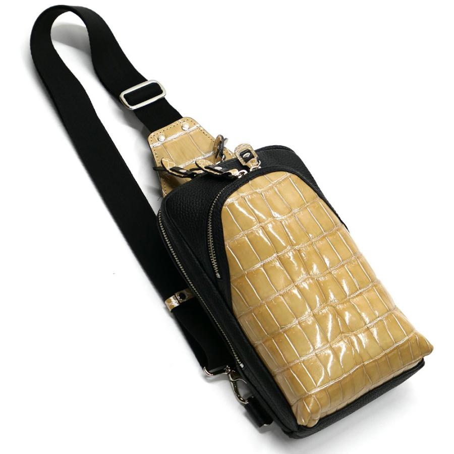 有名人芸能人 ワンショルダーバッグ ボディーバック 本革 ワニ革 クロコダイル革 本革 ボディーバック 送料無料 日本製 メンズ 2 ベージュ グレージング 大容量 斜めがけ バッグ Oyostate Gov Ng