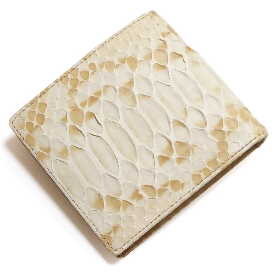 財布 二つ折り財布 小銭入れあり / 本革 ヘビ革 へび革 パイソン革