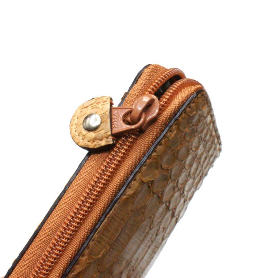 ケース ラウンドファスナー 小銭入れ メンズ レディース ヘビ 蛇 パイソン 革 財布 ジッパー ギフト 日本製 Ver.2 ハーフブリーチ オレンジ コインケース ラウンドファスナー 小銭入れ メンズ レディース ヘビ 蛇