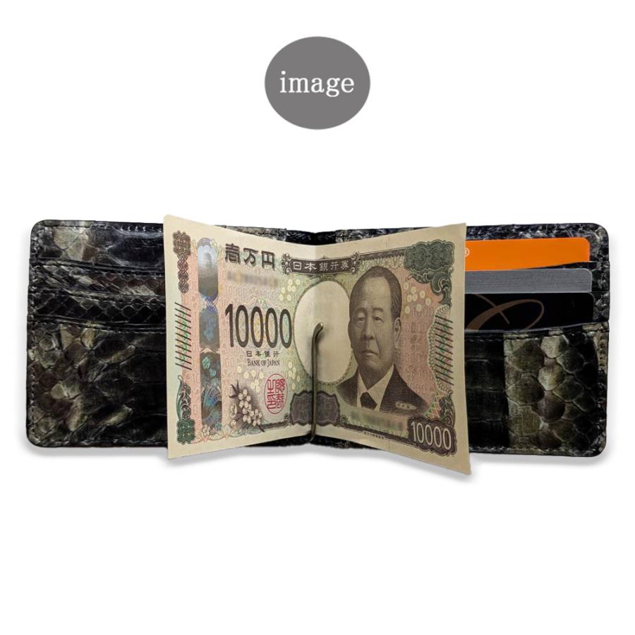 札ばさみ マネークリップ 薄型 財布 メンズ レディース 本革 パイソン