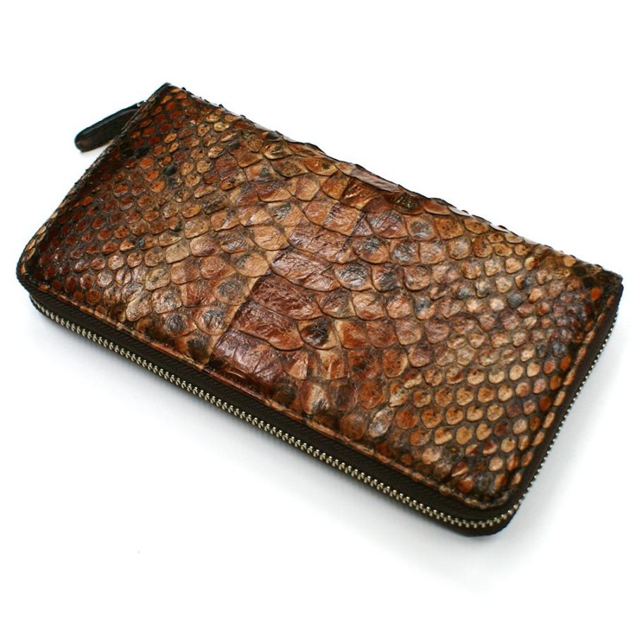 長財布 ラウンドファスナー メンズ レディース 財布 サイフさいふ 長札 大容量 蛇革 パイソン革 ヘビ革 本革 レザー 男女兼用  ハードシェードチョコ :HS1114-CHOCO:革財布店オリジナルパースナカムラ - 通販 - Yahoo!ショッピング