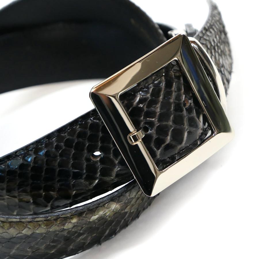 ベルト レザーベルト 4cm幅 スクエアー 四角 バックル パイソン革 ヘビ