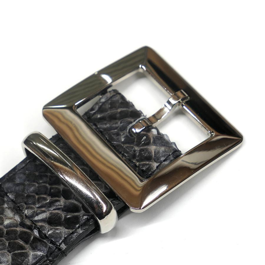ベルト レザーベルト 4cm幅 スクエアー 四角 バックル パイソン革 ヘビ