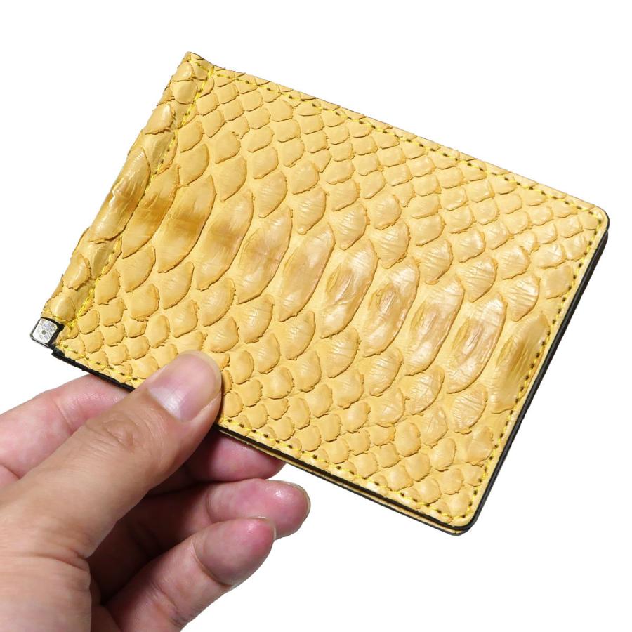 札ばさみ マネークリップ レザー パイソン革 ヘビ革 ダイヤモンド