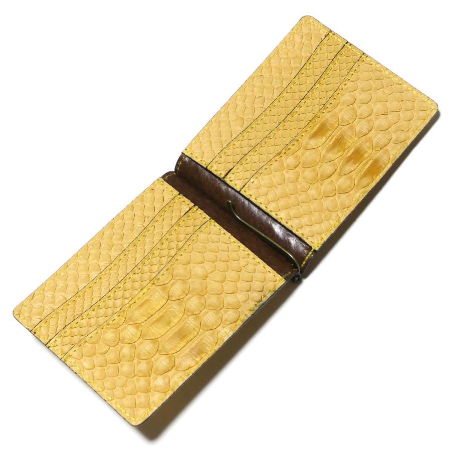 札ばさみ マネークリップ レザー パイソン革 ヘビ革 ダイヤモンド